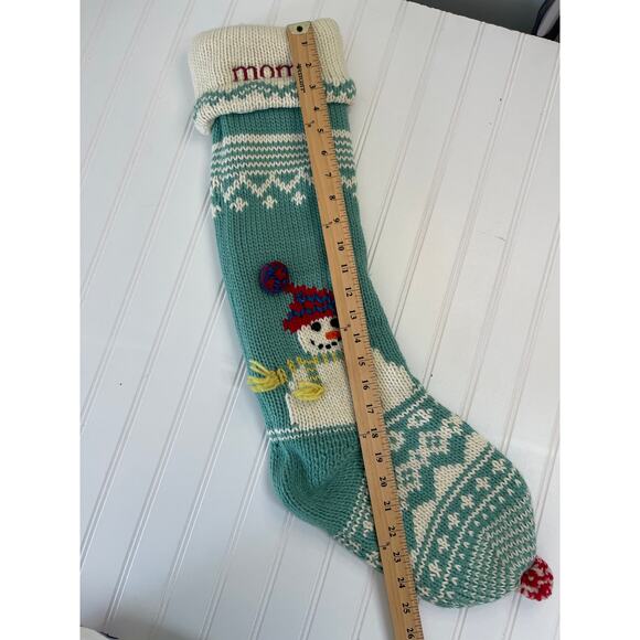 Pottery Barn Snowman Knit Stocking Holidays Mom Monogram - Picture 5 of 9